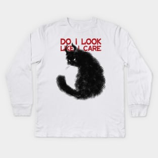 Evil cat, I don't care Kids Long Sleeve T-Shirt